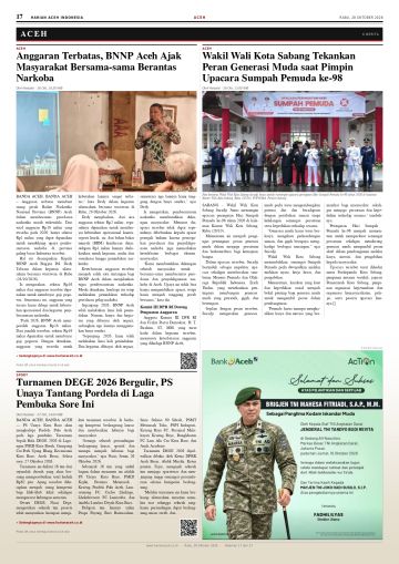 Halaman 17 Harian Aceh Indonesia edisi Rabu, 28 Oktober 2026