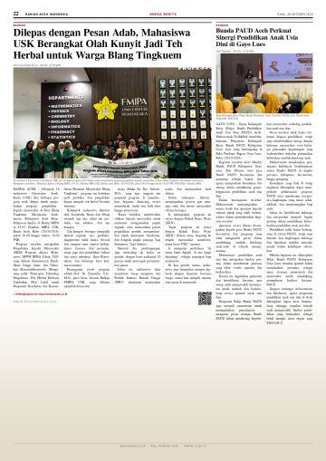 Halaman 22 Harian Aceh Indonesia edisi Rabu, 28 Oktober 2026