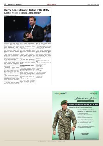 Halaman 25 Harian Aceh Indonesia edisi Rabu, 28 Oktober 2026