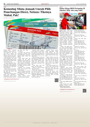 Halaman 26 Harian Aceh Indonesia edisi Rabu, 28 Oktober 2026