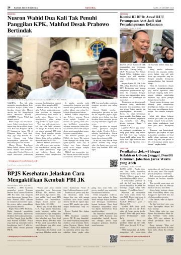 Halaman 14 Harian Aceh Indonesia edisi Kamis, 29 Oktober 2026