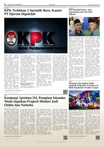 Halaman 16 Harian Aceh Indonesia edisi Kamis, 29 Oktober 2026