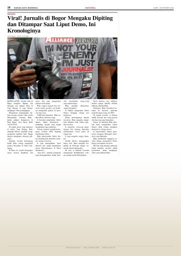 Halaman 18 Harian Aceh Indonesia edisi Kamis, 29 Oktober 2026