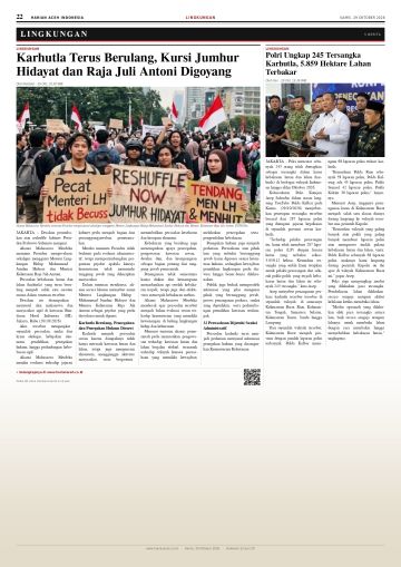Halaman 22 Harian Aceh Indonesia edisi Kamis, 29 Oktober 2026