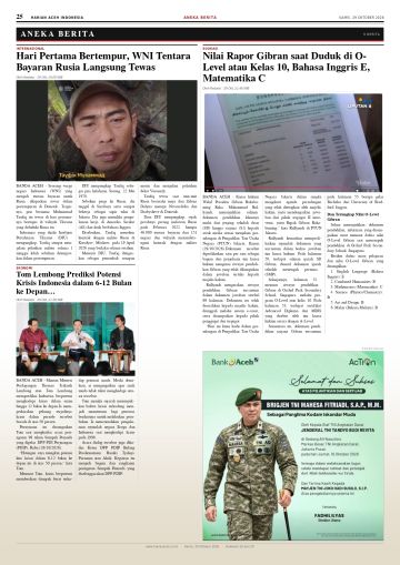 Halaman 25 Harian Aceh Indonesia edisi Kamis, 29 Oktober 2026