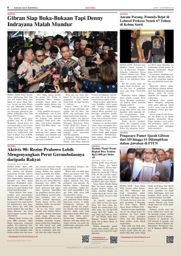Halaman 6 Harian Aceh Indonesia edisi Jumat, 30 Oktober 2026