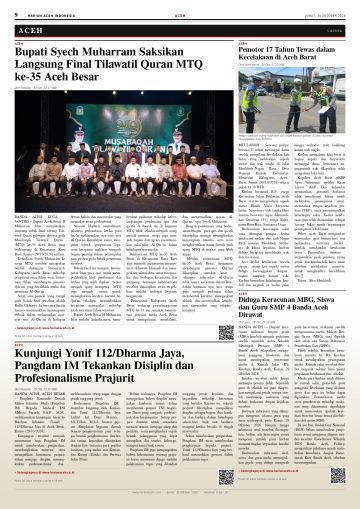 Halaman 9 Harian Aceh Indonesia edisi Jumat, 30 Oktober 2026