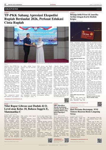 Halaman 12 Harian Aceh Indonesia edisi Jumat, 30 Oktober 2026