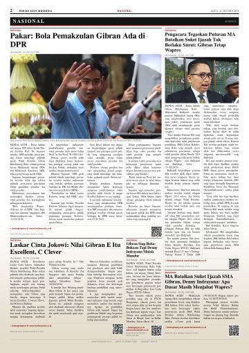 Halaman 2 Harian Aceh Indonesia edisi Sabtu, 31 Oktober 2026