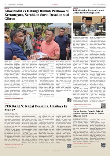 Halaman 3 Harian Aceh Indonesia edisi Sabtu, 31 Oktober 2026