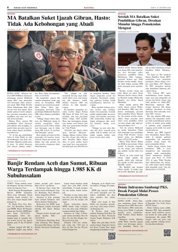 Halaman 6 Harian Aceh Indonesia edisi Sabtu, 31 Oktober 2026