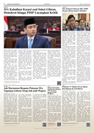 Halaman 7 Harian Aceh Indonesia edisi Sabtu, 31 Oktober 2026