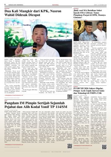 Halaman 9 Harian Aceh Indonesia edisi Sabtu, 31 Oktober 2026