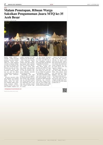 Halaman 17 Harian Aceh Indonesia edisi Sabtu, 31 Oktober 2026