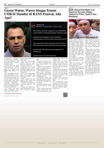 Halaman 19 Harian Aceh Indonesia edisi Sabtu, 31 Oktober 2026