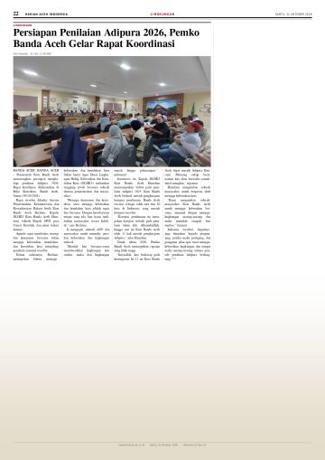 Halaman 22 Harian Aceh Indonesia edisi Sabtu, 31 Oktober 2026