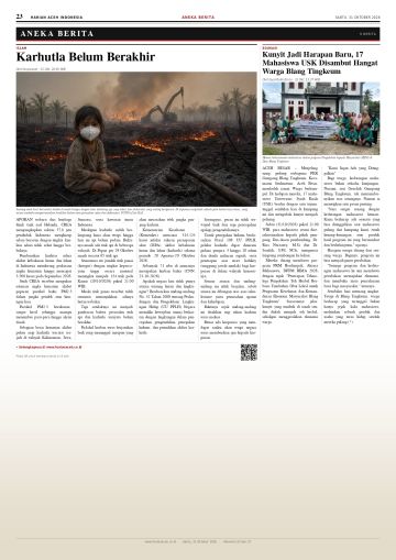 Halaman 23 Harian Aceh Indonesia edisi Sabtu, 31 Oktober 2026