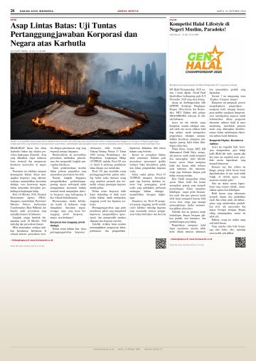 Halaman 26 Harian Aceh Indonesia edisi Sabtu, 31 Oktober 2026