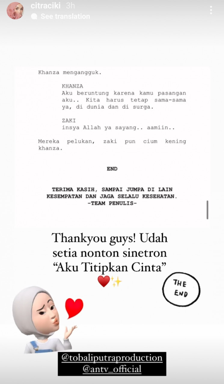 Postingan Citra Kirana. (Instagram)