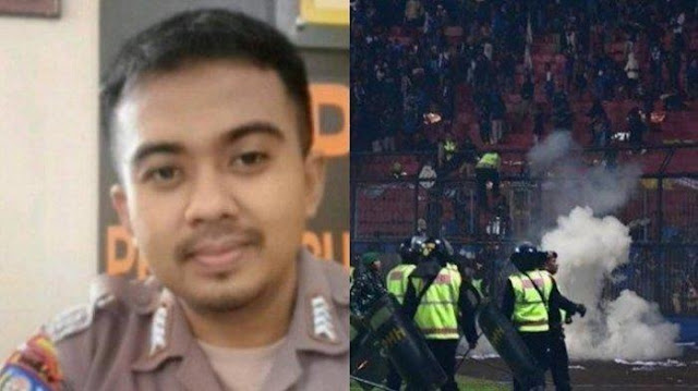 Akibat rusuh Arema vs Persebaya di Stadion Kanjuruan Malang, pihak kepolisian melaporkan bahwa 2 anggota polisi yang bertugas saat itu meninggal dunia. Salah satunya adalah Bripka Andik Purwanto dari Polres Tulungagung. FOTO/Kolase