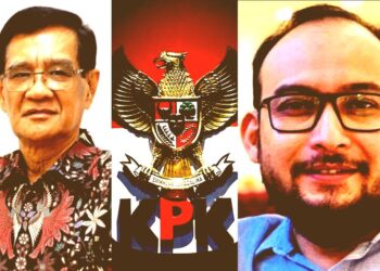 Plt. Direktur Utama PT PEMA, Zubir Sahim (kiri), Logo KPK (tengah) dan Direktur Utama PT PEMA, Ali Mulyagusdin (kanan). FOTO/HAI/Handover