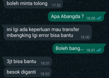 Pesan WhatsApp bernomor 081360069978 yang sudah di hack memakai foto profil Sa'dul Bahri. FOTO/Tangkapan Layar