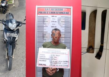 Tersangka MA (60) adalah warga Kecamatan Muara Dua, Kota Lhokseumawe. FOTO/Dok. Polres Lhokseumawe. Ⓒ Hak cipta foto di atas dikembalikan sesungguhnya kepada pemilik foto