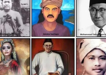 6 Tokoh yang Dianugerahi Gelar Pahlawan Nasional pada Hari Pahlawan 2023 oleh Presiden Joko Widodo. Diantaranya Almarhum Ida Dewa Agung Jambe dari Bali, Almarhum Bataha Santiago dari Sulawesi Utara, Almarhum Mohammad Tabrani Soerjowitjirto dari Jawa Timur, Almarhumah Ratu Kalinyamat dari Jawa Tengah, Almarhum KH Abdul Chalim dari Jawa Barat dan yang terakhir adalah Almarhum KH Ahmad Hanafiah dari Lampung. FOTO/Net.