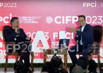 Capres Koalisi Perubahan, Anies Rasyid Baswedan, menjadi pembicara di Conference on Indonesian Foreign Policy 2023, Sabtu (2/12). FOTO/Net. Ⓒ Hak cipta foto di atas dikembalikan sesungguhnya kepada pemilik foto