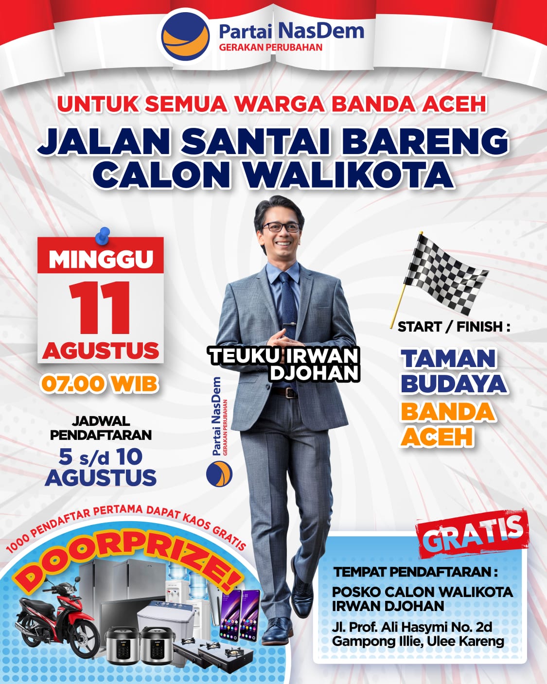 Jalan Santai Bareng Calon Walikota Banda Aceh Menyambut HUT RI ke-79