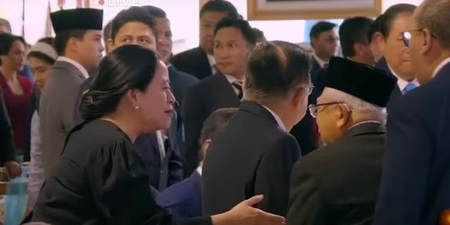 Ketua DPR RI Puan Maharani menjadi sorotan usai terekam tidak menyalami Presiden ke-7 Joko Widodo (Jokowi) dalam acara peresmian BPI Danantara di Istana Kepresidenan, Jakarta, Senin 24 Februari 2025. FOTO/Net. Ⓒ Hak cipta foto di atas dikembalikan sesungguhnya kepada pemilik foto