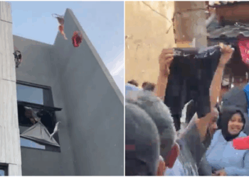 Rumah meewah milik politisi Partai NasDem yang terletak di gang sempit kawasan Swasembada, Tanjung Priok, Jakarta Utara, hancur di tangan ribuan massa yang tak lagi bisa menahan amarah, Sabtu (30/8/2025). FOTO/Kolase. Ⓒ Hak cipta foto di atas dikembalikan sesungguhnya kepada pemilik foto