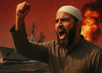 Ilustrasi Zionis Kian Brutal, Islam Solusi Tunggal. FOTO/ChatGPT. Ⓒ Hak cipta foto di atas dikembalikan sesungguhnya kepada pemilik foto