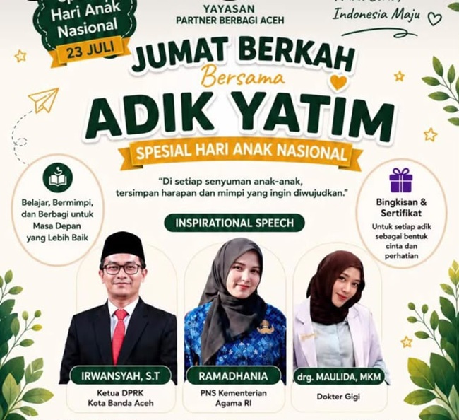 Ketua DPRK Jamu Anak Yatim Bersama Partner Berbagi